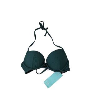 H&M Womens Push up Bikini Top 34B Green‎ Beach Strappy Swimwear Swimsuit NWT
